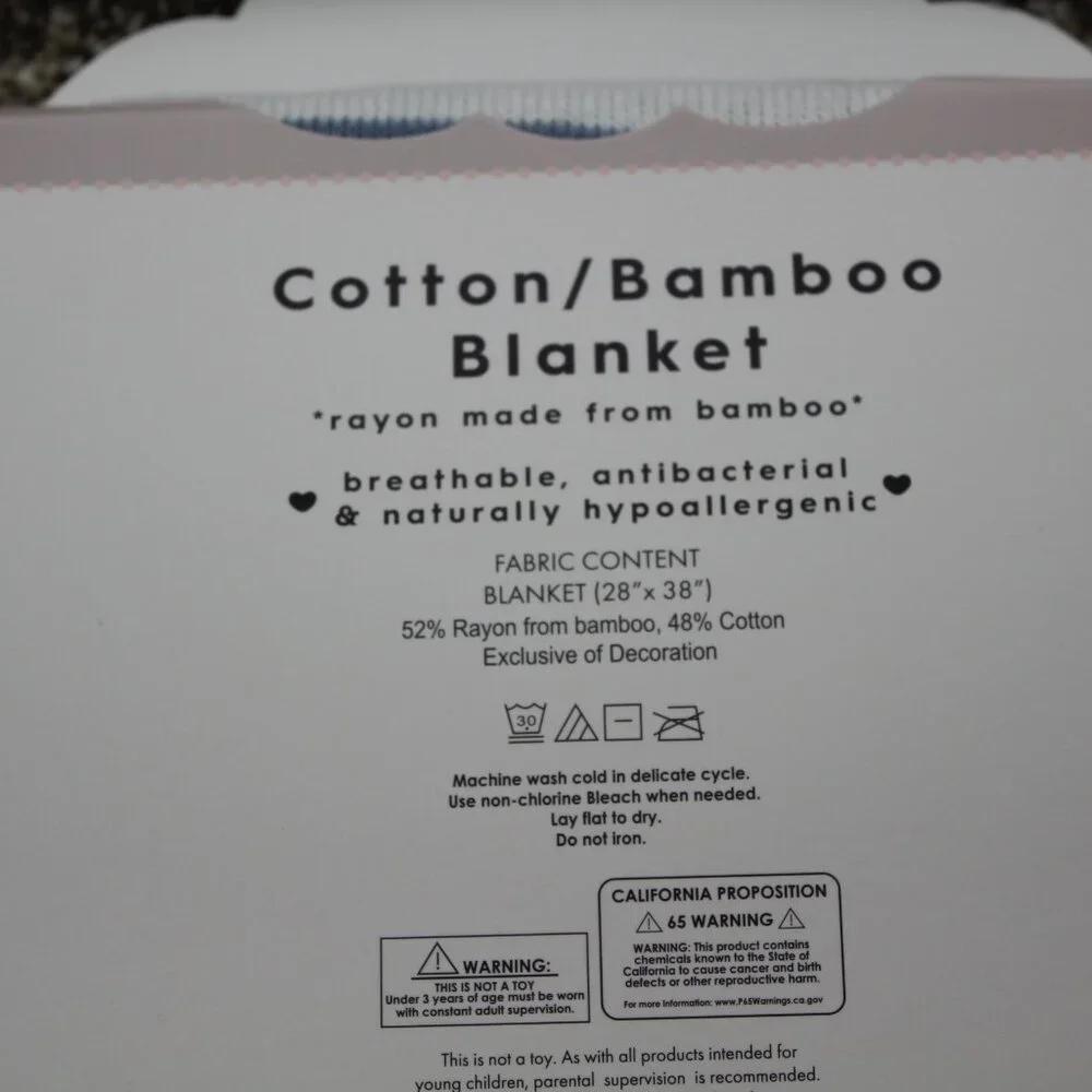 Bonbini NY Baby Blanket Blue White Striped Cotton Bamboo Infant Boys NWT RARE